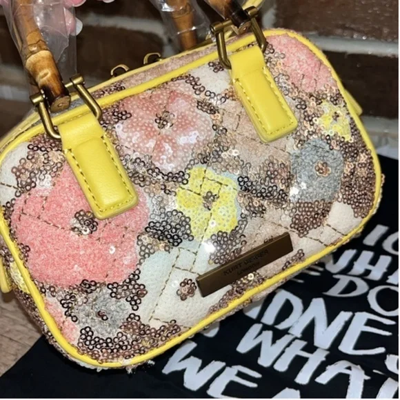 Kurt Geiger Extra Small Kensington Bamboo Handle Sequin Crossbody Bag Purse - Picture 8 of 11